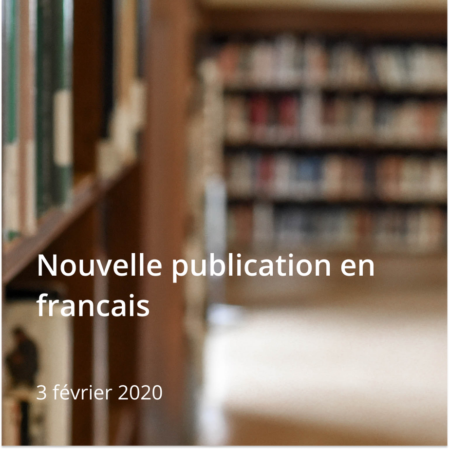 Nouvelle publication en français